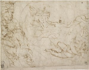 レクト：復活の構成の下部のデザイン、WA1846.199 作： Raffaello Sanzio Raphael